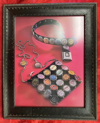 #ad Decor Belt and Purse Made From Bottle Caps Picture $200.00