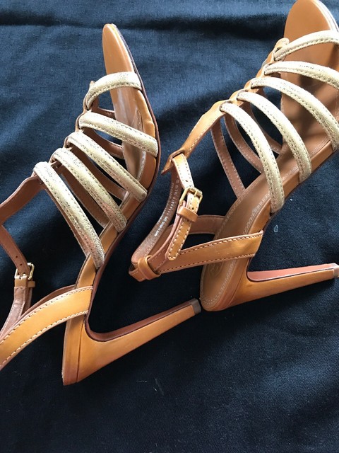 Tory Burch EUC Charlene Gold/Brown Gladiator High Heel Ankle Strap Sandal -10M | eBay