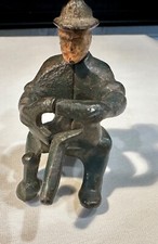 Vintage Cast Iron Arcade Toy Seated Tractor/Equipment Driver Holding Wheel
