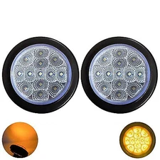2.5" Round 13 LED Trailer Side Marker Clearance Light Clear Lens - Red/Amber 12V