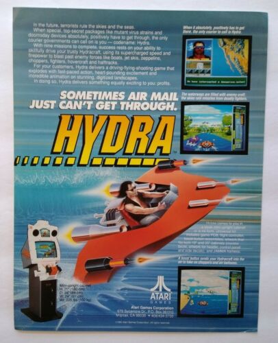 Hydra Arcade FLYER original 1990 jeu vidéo motomarine promo illustration vintage - Photo 1/4