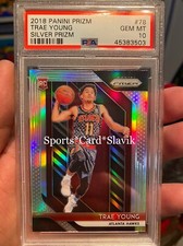 ~PSA 10 SWEET LOOKING TRAE YOUNG PANINI PRIZM SILVER REFRACTOR 2018 ROOKIE 