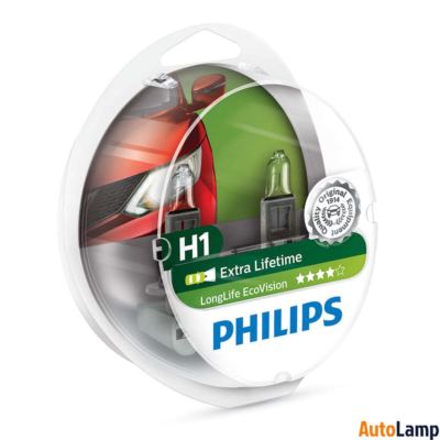 PHILIPS H1 448 LongLife EcoVision Car Headlamp 12258LLECOS2 Pack of 2