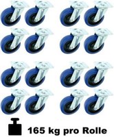 16 X Sl Eco 125 Mm Blue Wheel Lenkrollen Transportrollen Schwerlastrollen Wheels