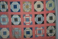 antique quilt cotton patchwork pink/blue 78 x 78 tied original 1940s