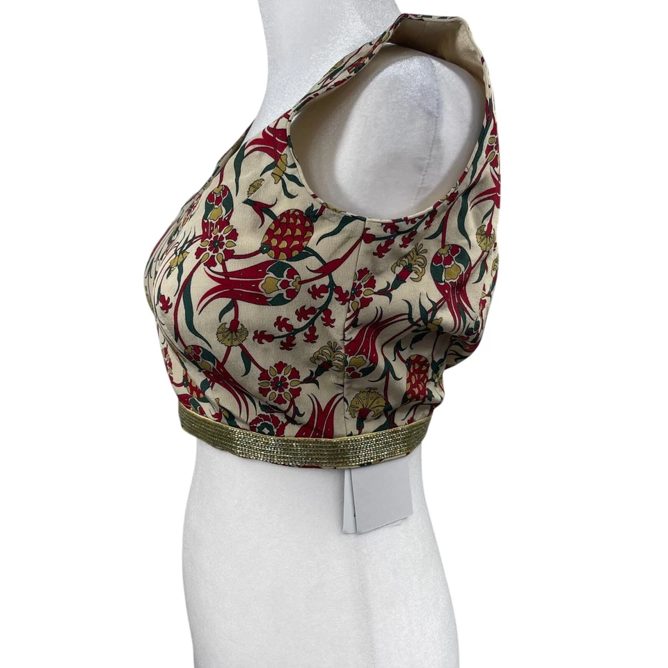 Blusa Halter Recortada XS Sari Lehenga India Boda Cuentas Festival Boho Foto 3 de 4