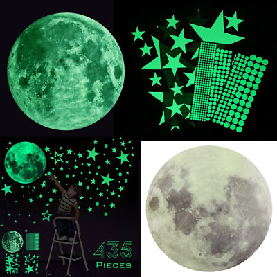 435Pcs Glow In The Dark Luminous Stars & Moon Planet Space Wall Stickers Decal