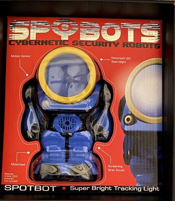 SPYBOTS Cybernetic Security Robots - SPOTBOT - Blue Spybot - Bright LED Light 