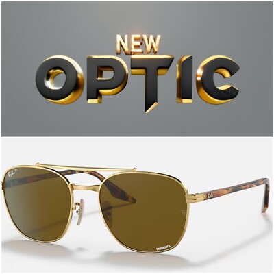 Gafas De Sol RayBan RB3688 001/AN CHROMANCE Havana Gold Polarized Brown New
