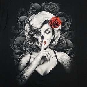 Details About Mens Marilyn Monroe Xl T Shirt Tattoo Sugar Skull Rose Gangster Day Of The Dead