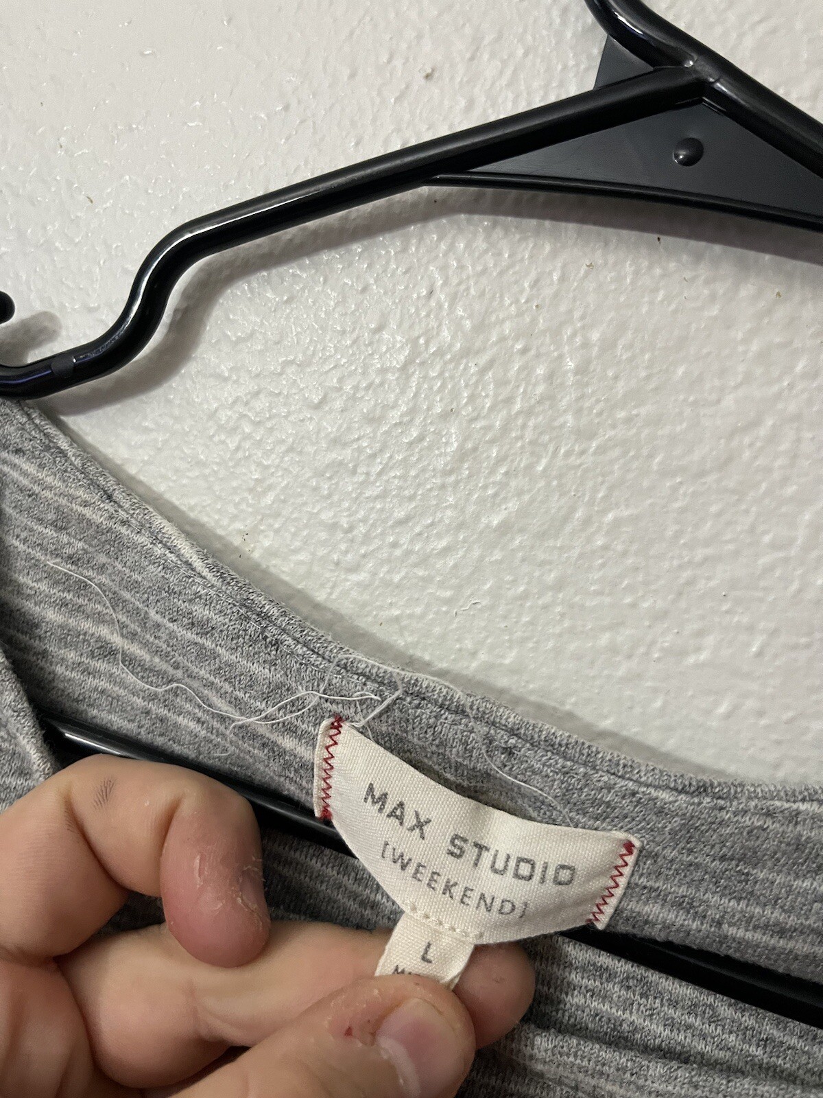 Max Studio Weekend Size Large Gray Solid Soft Kni… - image 2