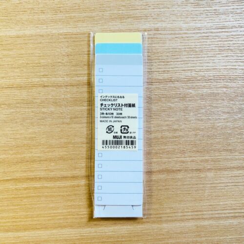 MUJI STICKY NOTE / CHECKLIST 3 couleurs x 10 feuilles - Photo 1 sur 1