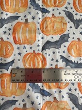 Cotton HALLOWEEN FABRIC, Spoonflower, in stock 20x25 in remnant, bat, pumpkin