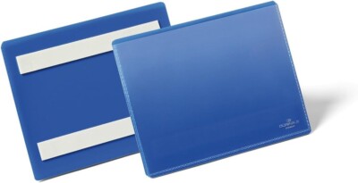 50x Durable Selbstklebende Etikettentasche Etiketten 100 x 38 mm 175907 blau