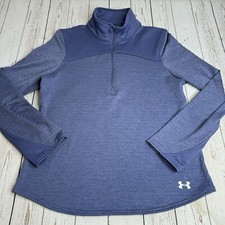 Under Armour Cold Gear 1/2 Zip Pullover Shirt Sweatshirt Jacket Womens L Navy