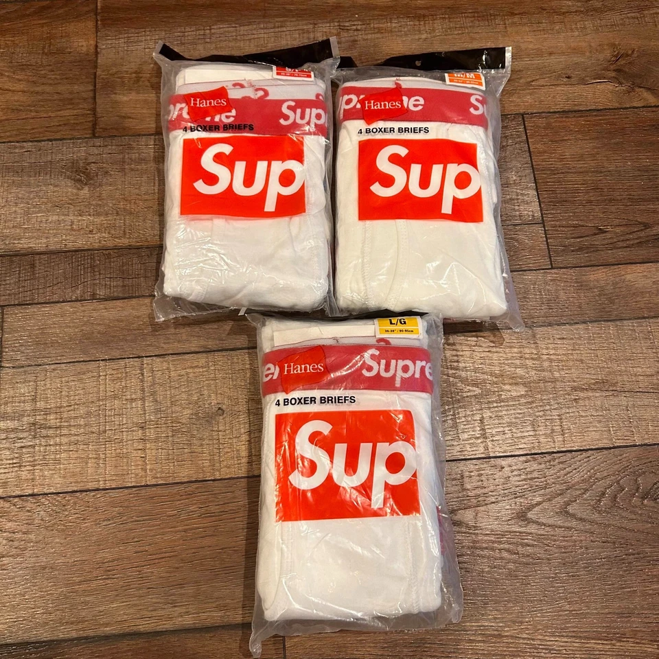 Supreme x Hanes Boxer Briefs (4 pack) - White - S, M, L, XL - Image 2 of 2