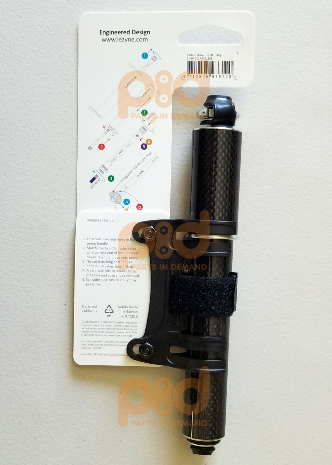 Lezyne Carbon Drive Lite 80g 120 PSI Hand Pump Presta and Schrader for sale online