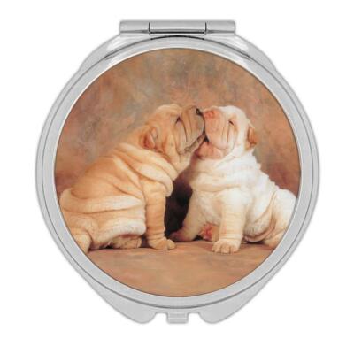 Gift Compact Mirror : Sharpei Kissing Dog Pet Funny Cute Canine Pets Dogs