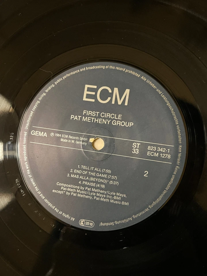 Pat Metheny Group ‎– First Circle LP 1984 ECM Records ‎– ECM 1278 Germany EX/NM - Image 4 of 4