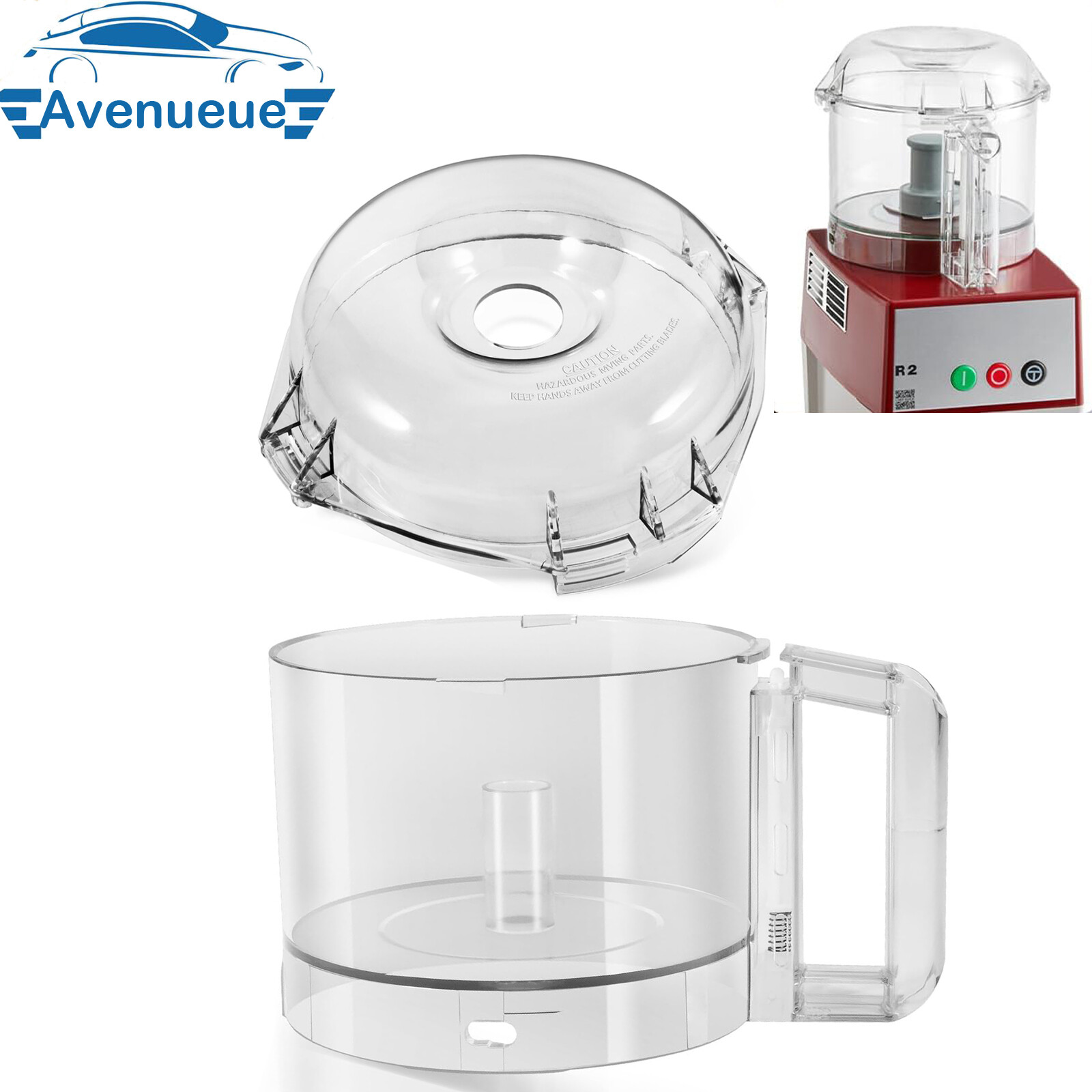 106458S Cutter Bowl Lid & 112203 3 Quart Clear Cutter Bowl for Robot Coupe R2