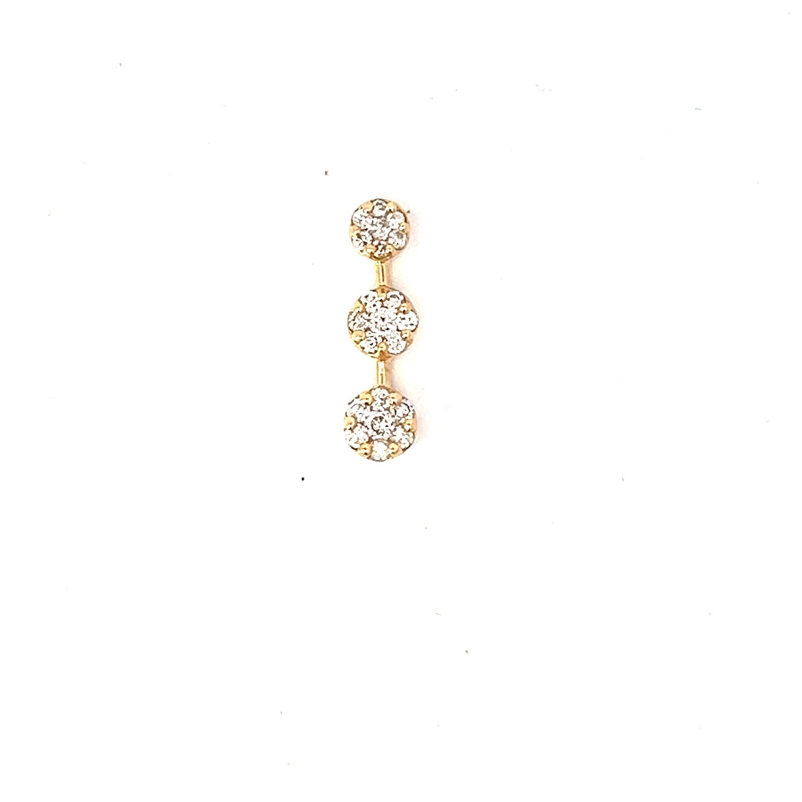 14KT YELLOW GOLD .50CT DIAMOND CLUSTER THREE STONE PENDANT 1.5 GRAMS