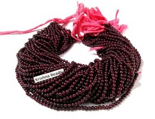 Natural Garnet Round Ball 3.5-4mm Smooth Gemstone Beads 13"Inch,Red 5 Strand