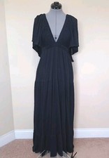 NWT! FREE PEOPLE BEACH Women Black Polyester Elastane Maxi Dress Casual Resort S