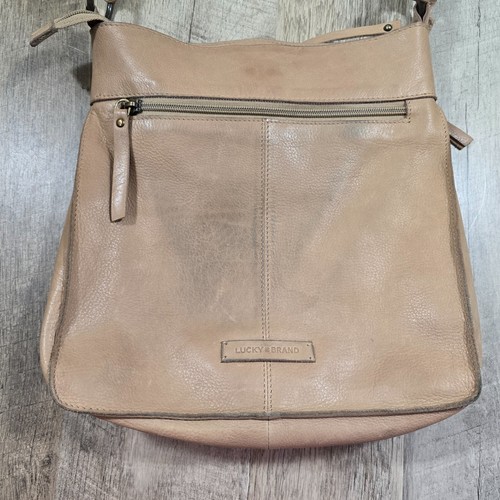 Lucky Brand Shoulder Bag Purse Brown Leather Chevron Boho Hippy - Needs Cleaning - Picture 2 of 19