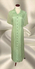 Vintage Robbie Bee Woman Maxi Dress 18W Green Floral Button Front Tie Back Silk
