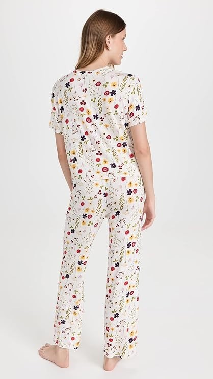 NWT M  Honeydew Intimates Women's All American PJ Set, Floral, Off White