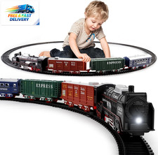 Christmas Train Set Toys for Kids, Toy Train Track Locomotive Engine Battery Pow