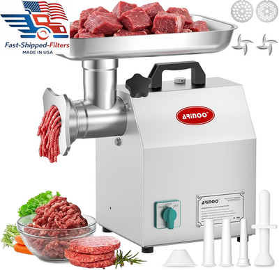 Commercial Electric Meat Grinder #12, 1.0HP Heavy Duty Stainless Steel Meat Minc