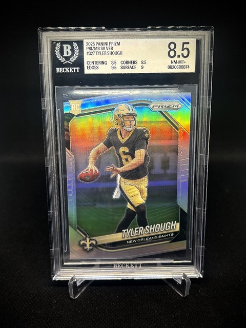 BGS 8.5 2025 Panini Prizm TYLER SHOUGH Silver Prizm Rookie #327 Saints