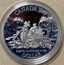 Canada 1989 Silver Dollar, *Mackenzie River*, RCM Box & COA, DCAM PF+++++