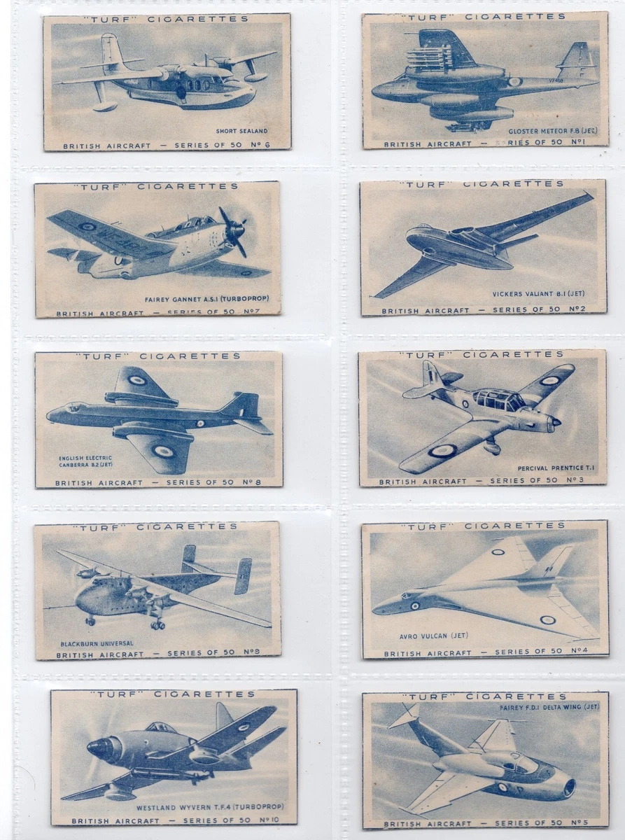 turf cigarette cards british aircraft Aircraft Collectable Carreras Cigarette Cards for sale
