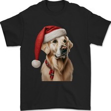 Gildan Camiseta Hombre 100% Algodón Gorra Navidad Golden Retriever