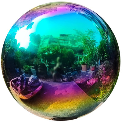 Homdsim 30Cm/12 Inch Garden Sphere Mirror Gazing Ballrainbow Stainless Steel