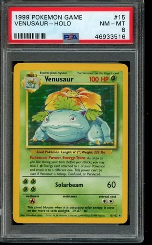 PSA 8 NM-MT Pokemon Venusaur Base Set Holo 15/102