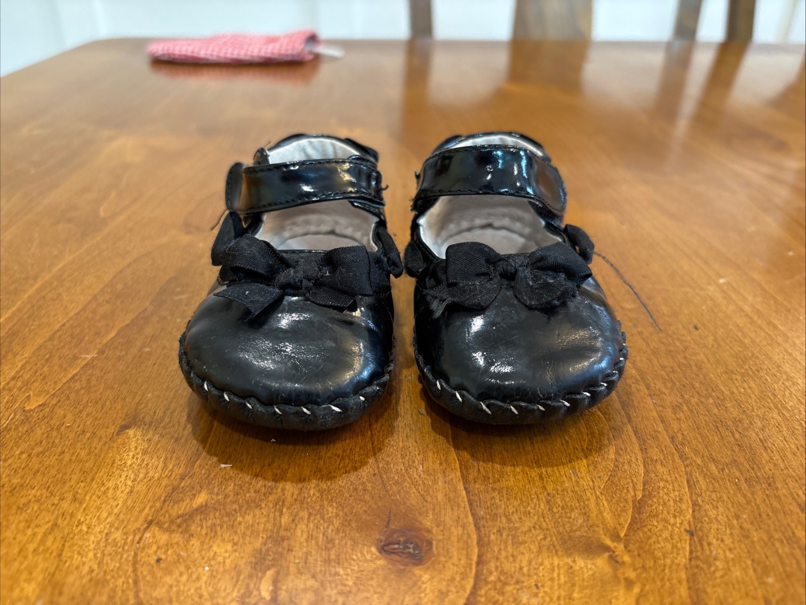 Pediped 12-18 Months Black Patent Leather Accent Bow Soft Sole Mary Jane Shoes