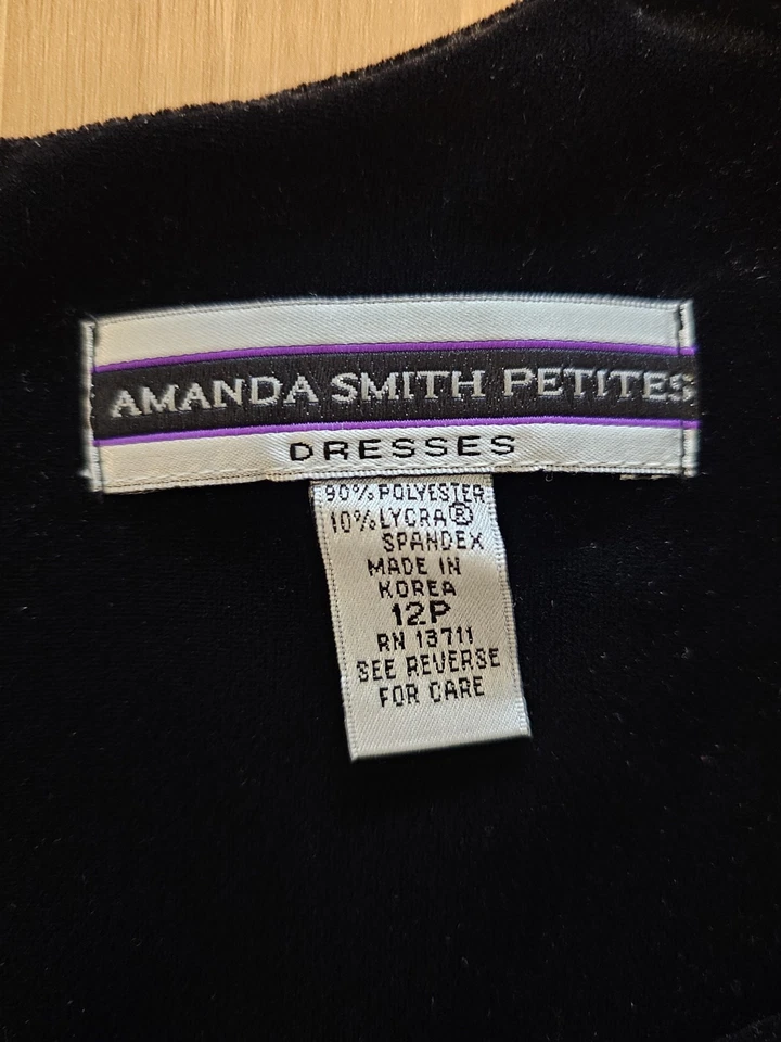 Vestido Negro Terciopelo Años 90 De Colección Amanda Smith Talla 12 P Mini Grunge Glam Whimsigoth Foto 3 de 4