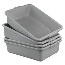4 PCS 13L Grey Plastic Commercial Bus Box Wash Tub Basin Dish Tote Bin