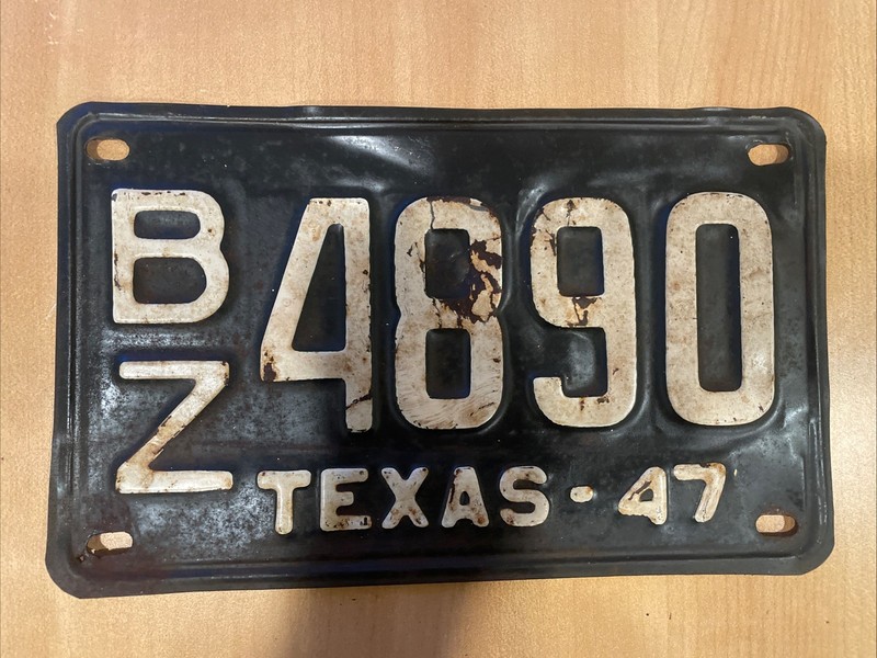 1947 Texas Original License Plate