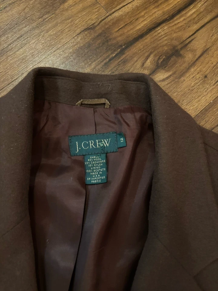 J. Blazer retro para mujer Crew vintage talla 12 mezcla de lana cachemir chaqueta marrón Foto 2 de 4