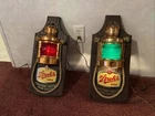Vintage Red + Green Stroh's Beer Sign Lighted Lantern Bar Pub Nautical Rope Set