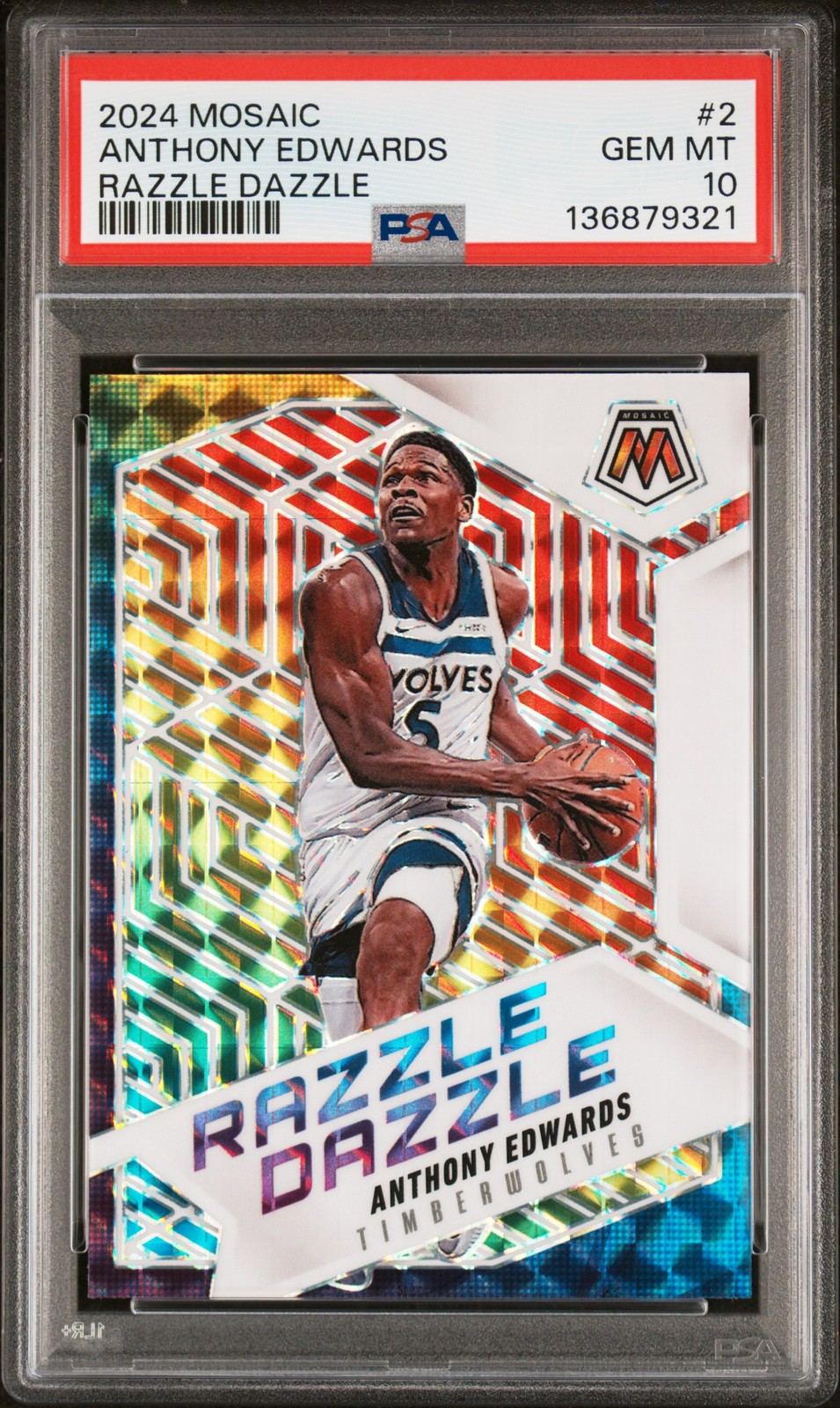 2024 PANINI MOSAIC RAZZLE DAZZLE #2 ANTHONY EDWARDS PSA 10