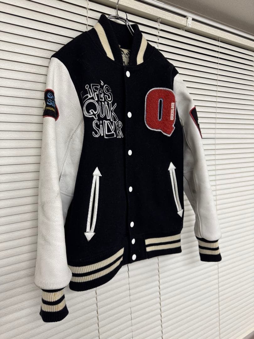 QUICKSILVER Stadium Jacket Cowhide Embroidery Lea… - image 2
