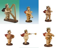 Engelmusikanten Teilig Mit Krone / Natur HöHe Ca 6,5Cm NEU Holzengel Holzfigur