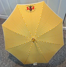 Giorgio Beverly Hills Striped Cane Umbrella 33&rdquo; Yellow White Stripe Retro 80s