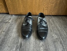 Freda Salvador Wit Black Lizard Embossed Leather Grey Suede Oxfords Size 8