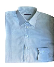 Bijan-Light Gray Long Sleeve Cotton Button Front Dress Shirt-16/41-Italy